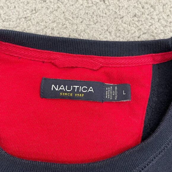 Nautica Sweatshirt Men L Navy Pullover Crewneck - Picture 3 of 9